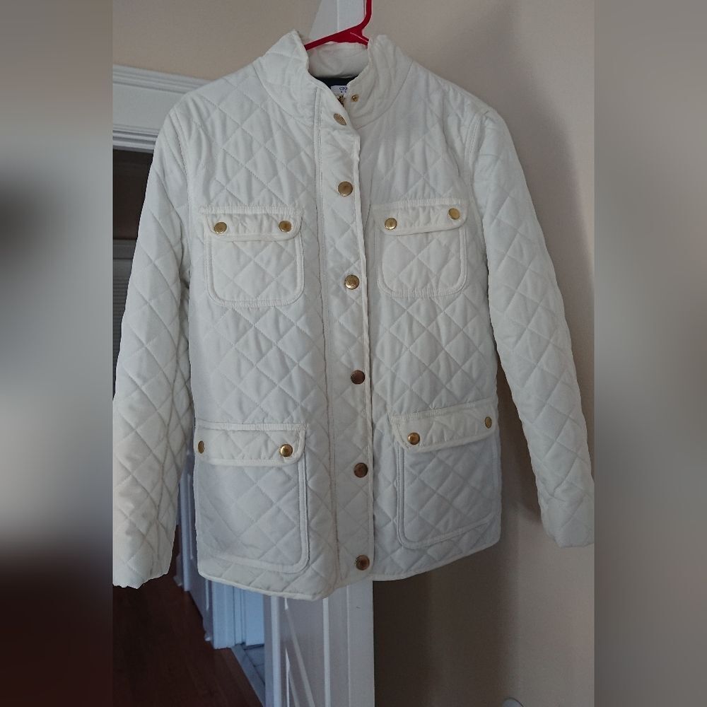Crown & Ivy white Quilted Field Barn Jacket Plaid Lined Size PL
